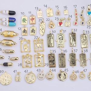 14k Gold Filled Charms Charm Tarot Cards Pills Mahjong Lock Keys Coins Smiley Indian Buddha Love Cupid Mary Indian Head Snake 1420 14/20 GF