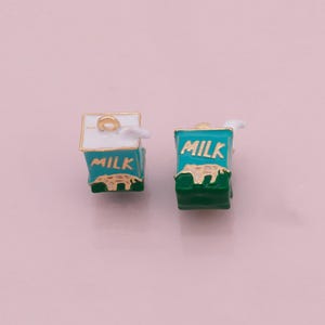 Milk Carton Charm Enamel Charm 18K Gold Filled Charm for Charm Bar Bracelets and Necklaces Charms Gold Filled Charms Minimalist CZ