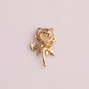 Rose Charm Mother of Pearl Charm 12mm 18K Gold Filled Necklace Pendant Minimalist Charms CZ Pave 1 piece per order