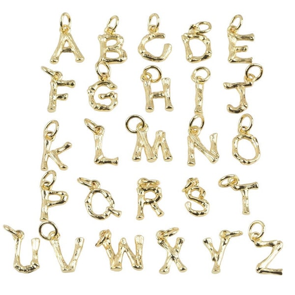 14k Gold Filled letters bamboo alphabet abc 10mm 1420 14/20 Gold Filled