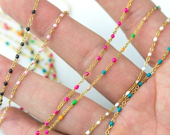 14K Gold Filled Dainty Chain Multicolor 2mm 14k Gold Filled Brass Chain 1420 GF Rolo Cable Paperclip Chain - Sold by Yard