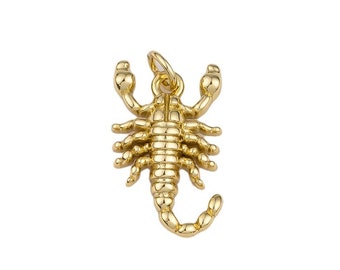 Fascino dello scorpione riempito in oro 14K Scorpione zodiaco 9x16mm Bracciale con ciondolo Collana con ciondolo Charms minimalisti CZ Pave Active