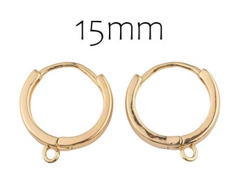 14k Gold Filled hoop earrings simple round ring 15mm 16mm 1420 14/20 Gold Filled - 2pcs/1 pair