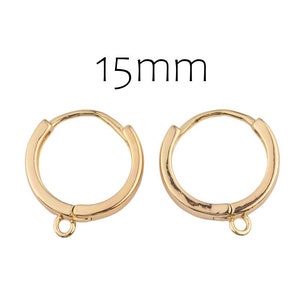 14k Gold Filled hoop earrings simple round ring 15mm 16mm 1420 14/20 Gold Filled 2pcs/1 pair image 1