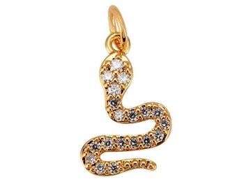 14k Gold Filled Snake charm charms pendant with Pave CZ 1420 14/20 Gold Filled 10x18mm
