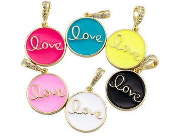 14k Gold Filled Enamel Love Charm Charms Pendant 15mm 1420 GF