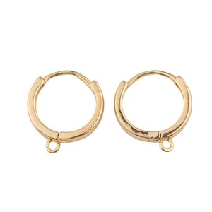 14k Gold Filled hoop earrings simple round ring 15mm 16mm 1420 14/20 Gold Filled 2pcs/1 pair image 3