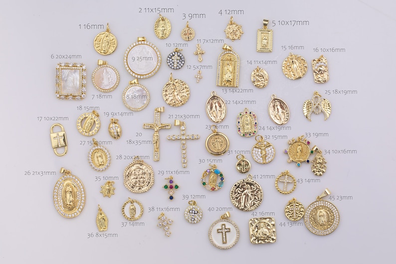 14k Gold Filled Charms Charm Religious Christian Crosses Crucifix Catholic Jesus Mary Maria Saint Benedict San Benito Cross Angel 14/20 GF image 3