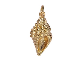 14K Gold Filled 20mm Conch Shell Ocean Clam Sea Shell Add-On Charm in Gold & Silver | N1083 N1084