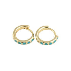 18K gold filled Ohrringe Hoop Huggie Ohrring türkis 14 mm made in usa 1420 14/20 gold filled - 2 Stück/1 Paar