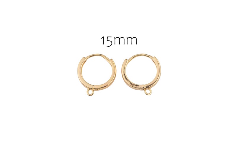 14k Gold Filled hoop earrings simple round ring 15mm 16mm 1420 14/20 Gold Filled 2pcs/1 pair image 1