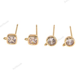 Ohrringe Ohrstecker Doppel Diamant Stil cz Quadrat Kreis Ohrringe 1420 14/20 gold filled - 2 Stück 18K Gold Filled
