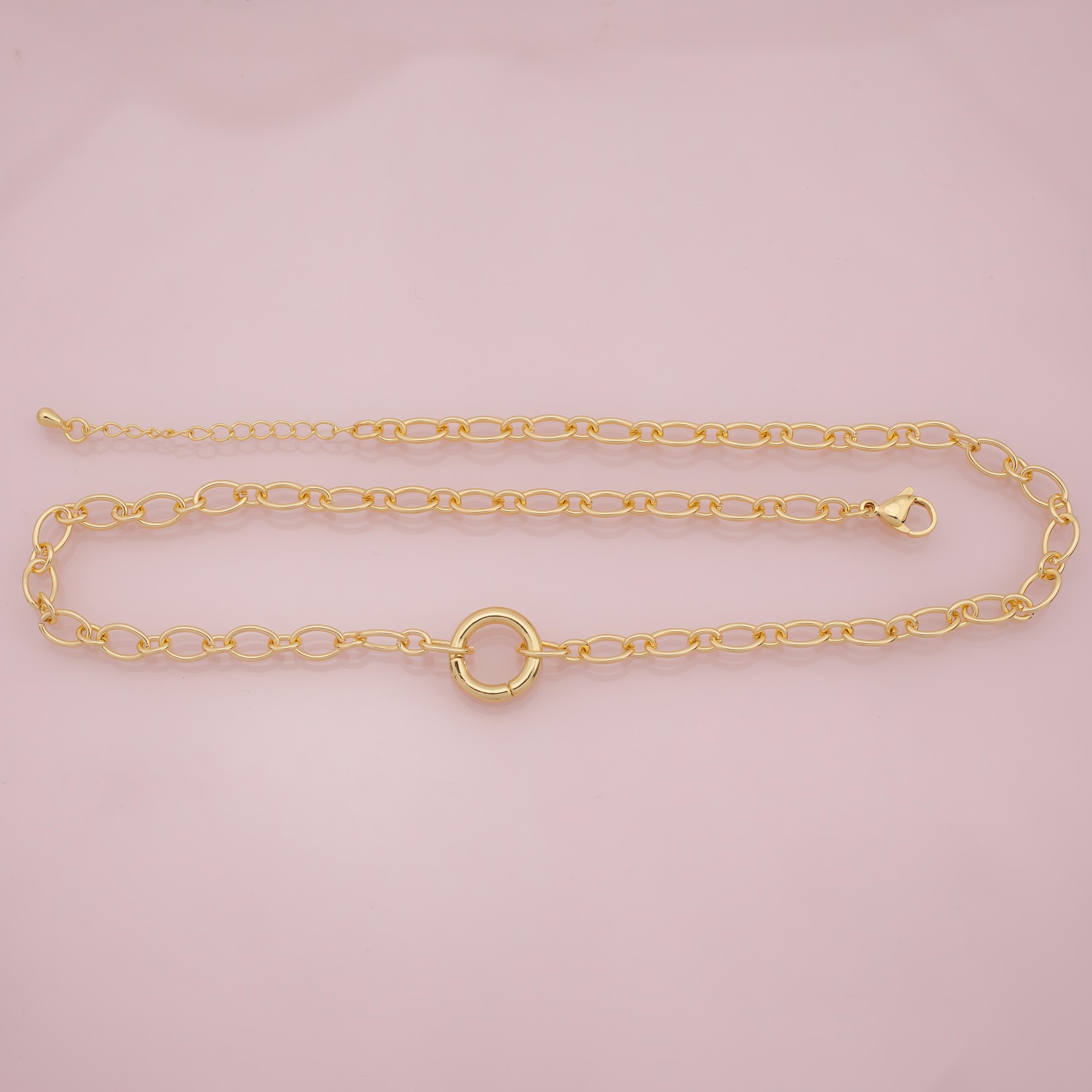 Ready to Wear and attach Charms - Charm bar necklace with charm snap clasp carabiner clasp 18K Gold Filled