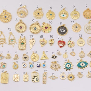 Evil Eye Gold Filled Charms Charm Selection Pave CZ Cubic Zirconia Very Shiny 14k Gold Filled Evil Eye Selection 1420 14/20 Gold Filled image 2