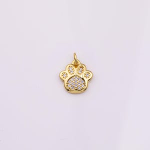14k gold filled dog paw paws charm 12x13mm cat paw bracelet charm necklace pendant minimalist charms cz pave