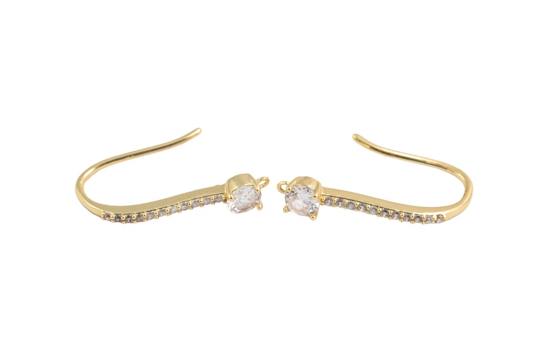 14k Gold Filled Earring Findings Fish Hook Fishhook With Rhinestones