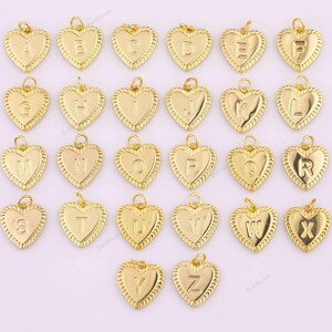 Anfang Herz Buchstabe Charme Liebesbrief Anhänger, Alphabet Charme personalisierte Charme für Halskette Armband Lieferung a1500 22K Gold Filled