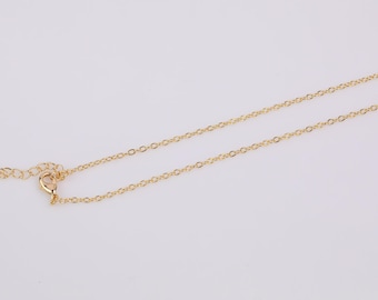 16&quot; 18K gold filled small oval chain 1mm 1.5mm 2mm made in usa  14/20 gold filled