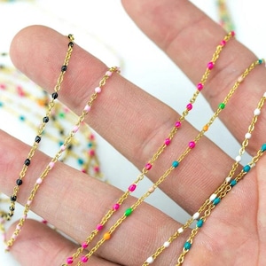 18k gold filled dainty chain multicolor 2mm  gold filled brass chain  gf rolo cable paperclip chain - sold by yard