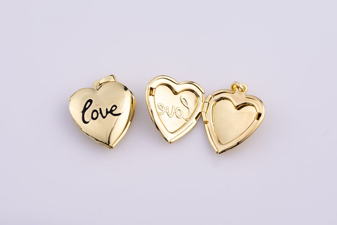 14K Gold Filled Decorative Heart Locket Pendant Love Heart Openable ...