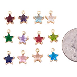 Full Set 14K Gold Filled 11mm CZ Celestial Star Add-On Charm Mini Star Charm AG549-AG560 12mm Birthstones image 2