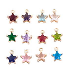 Full Set 14K Gold Filled 11mm CZ Celestial Star Add-On Charm Mini Star Charm AG549-AG560 12mm Birthstones image 3