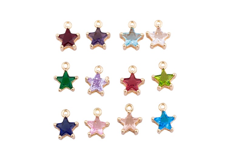 Full Set 14K Gold Filled 11mm CZ Celestial Star Add-On Charm Mini Star Charm AG549-AG560 12mm Birthstones image 3