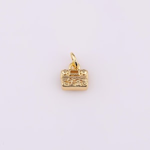 18K gold filled kleine portemonnee aktetas bedel 8 x 8 mm armband ketting hanger minimalistische bedels cz pave