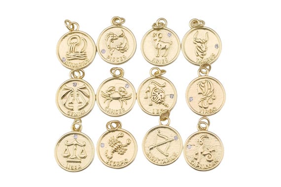 18K Gold Filled Horoscope Zodiac Sign Charms 14/20 Gf Made in Usa