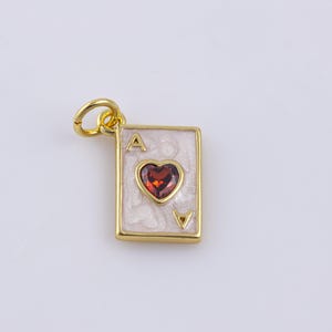 Karta do gry - Serce 9x14 22k złota wypełnione srebro charms bransoletka naszyjnik wisiorek minimalistyczne charms