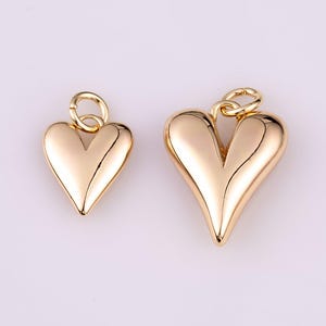 22k gold filled 16mm long puffed heart puffy heart minimalist heart charm | ag196