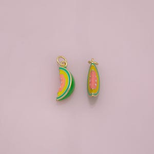 Watermelon slice fruit charm enamel charm 18K Gold Filled for Charm Bar Bracelets and Necklaces Charms