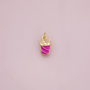 Fried chicken bucket charm enamel charm 18K Gold Filled for Charm Bar Bracelets and Necklaces Charms