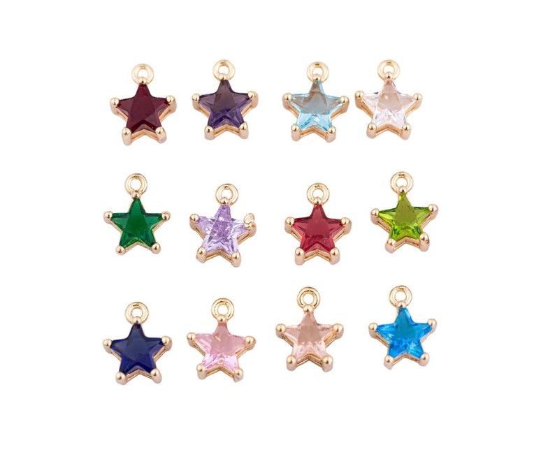 Full Set 14K Gold Filled 11mm CZ Celestial Star Add-On Charm Mini Star Charm AG549-AG560 12mm Birthstones image 1