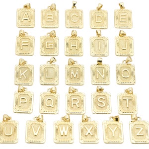 14k Gold Filled Initial Tag Letter Charm A - Z Alphabet Letter Drop Charm Pendant Personalized Charm for Necklace Jewelry Making