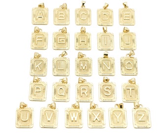 Colgante de letra inicial con relleno de oro de 14 quilates A - Z, letra del alfabeto, colgante personalizado para hacer collares y joyas