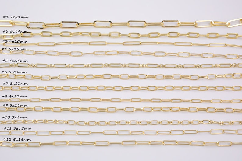 14k Gold Filled Paperclip Chain Unfinished Chains for Jewelry Etsy