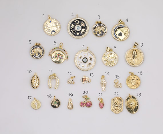 14k Gold Filled Charms Lucky Blessed Protection Gold Filled Charms Charm  Pave CZ 14k GF Selection 1420 14/20 Gold Filled 