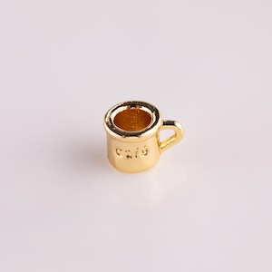 Ciondolo a forma di tazza da caffè riempito in oro 18 carati, 6 x 7 mm, ciondolo per collana, ciondoli minimalisti con pavé di zirconi cubici