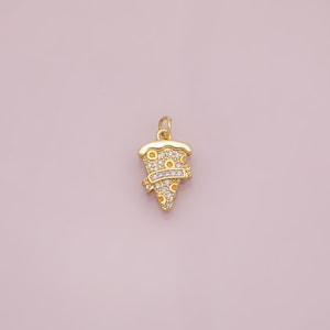 Pizza charm enamel charm 18K Gold Filled for Charm Bar Bracelets and Necklaces Charms