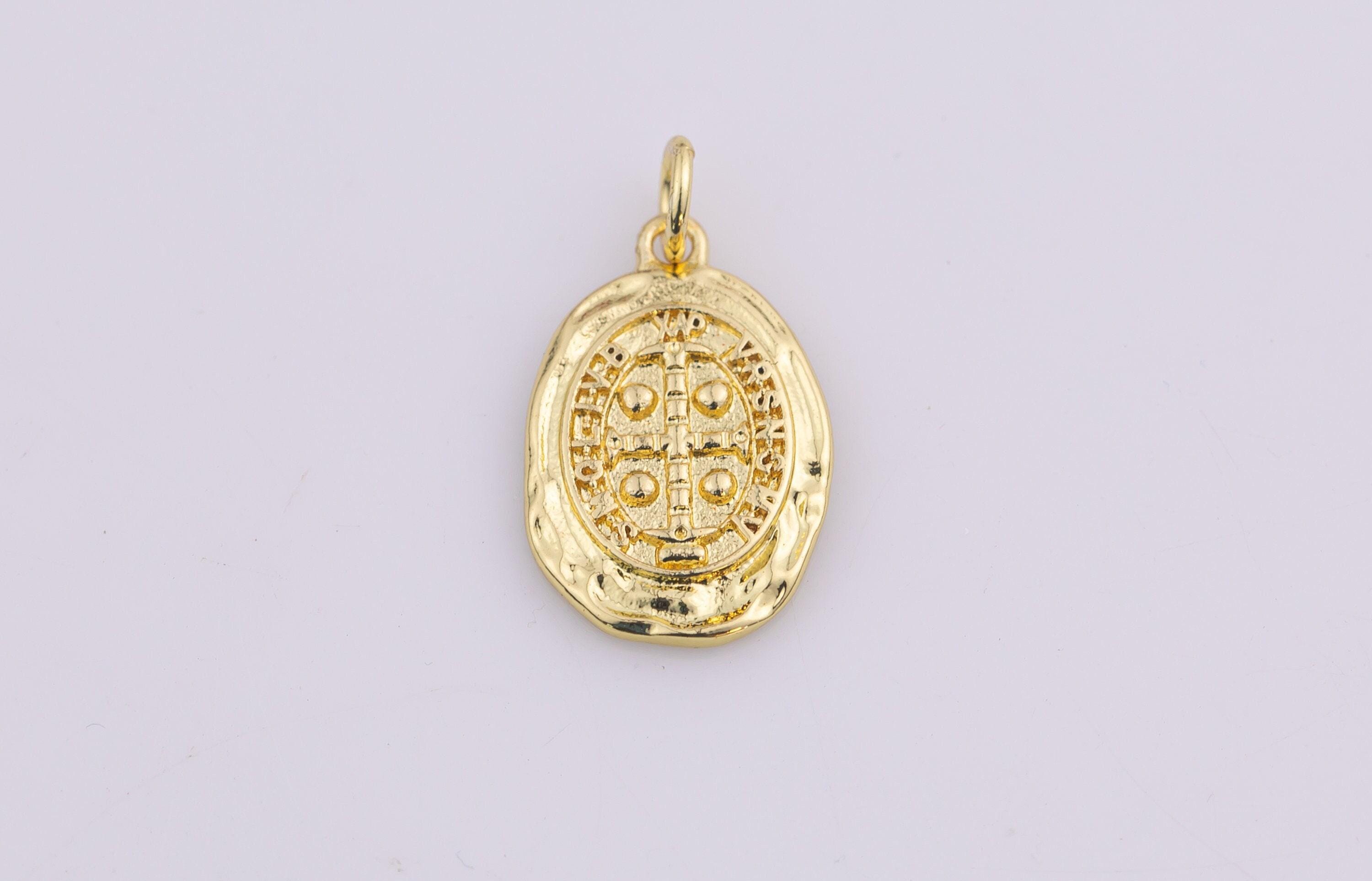 18K gold filled shipwrecked spanish coin antique old coin oval 12x22mm catholic coin pirate coin treasure