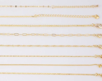 22k gold filled necklaces 16&quot; necklace satellite paperclip rolo singapore oval chain necklaces gf   14/20 gold filled