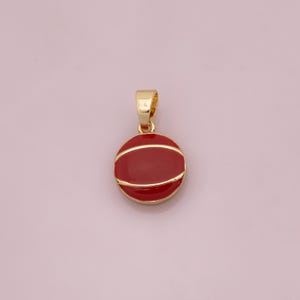 Basketball enamel sports charm 18K Gold Filled for Charm Bar Bracelets and Necklaces Charms