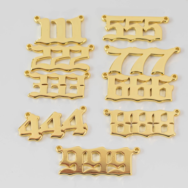 14K Gold Filled Angel Number Charm Connector Lucky Number for Necklace Bracelet Component