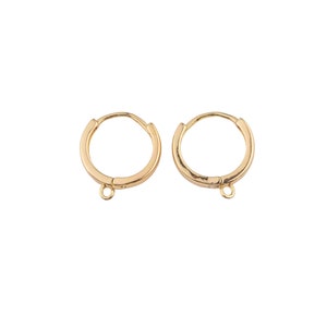 14k Gold Filled hoop earrings simple round ring 15mm 16mm 1420 14/20 Gold Filled 2pcs/1 pair image 2