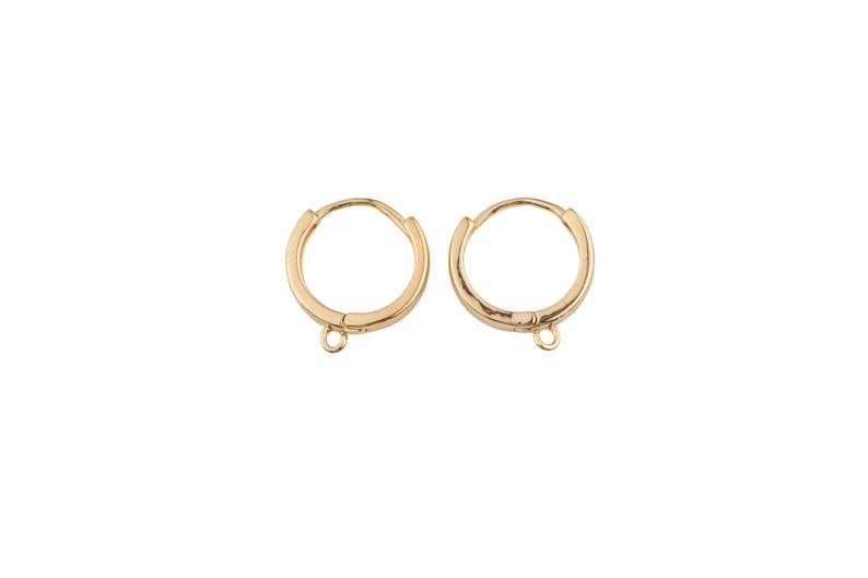 14k Gold Filled hoop earrings simple round ring 15mm 16mm 1420 14/20 Gold Filled 2pcs/1 pair image 2