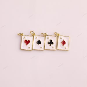 Poker Karten Ace of Spade Herz Diamant Emaille 10 x 13 mm 18K gold filled Halskette Anhänger minimalistische Charme cz pave 1 Stück pro Bestellung