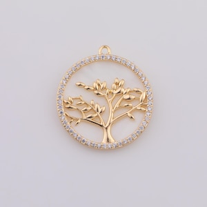 18K gold filled tree of life mother of pearl shell charms pendants charm pendant 12mm