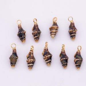 Ceramic Sea shell conch Charm Gold Filled Colorful ceramic charms handmade painted porcelain vintage necklace bracelet jewelry supply