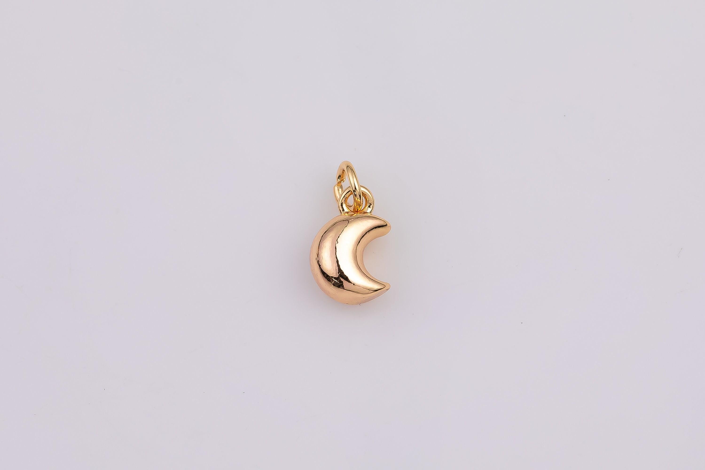 MUTA チャーム 18K Gold Filled Small Moon Charm 6x9mm Puffy Moon Bracelet